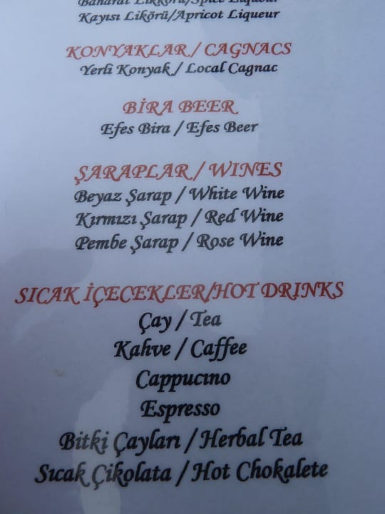 Karte Irish Bar Aydinbey Kings Palace & Spa