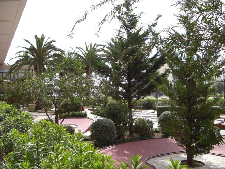 Blick von Zimmer Nr.22(EG) auf Minigolfanlage allsun Hotel Bahia del Este