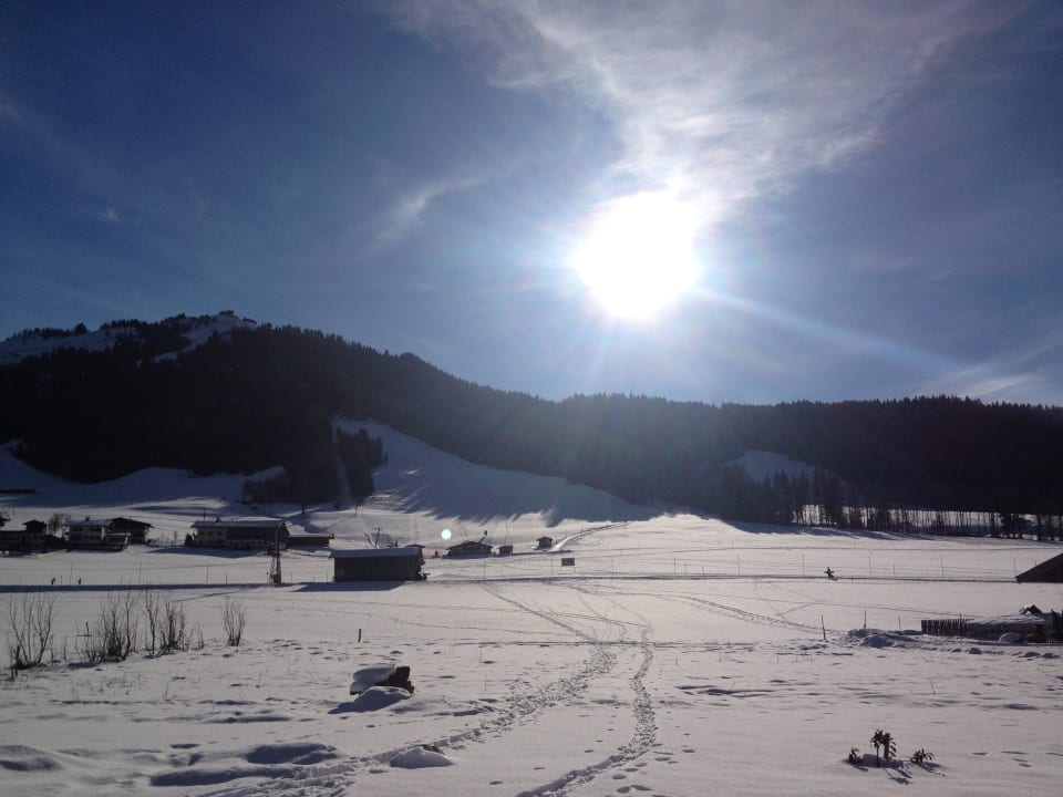Ausblick von der der Terrasse des Apartments Romantik Pension Lehrberg
