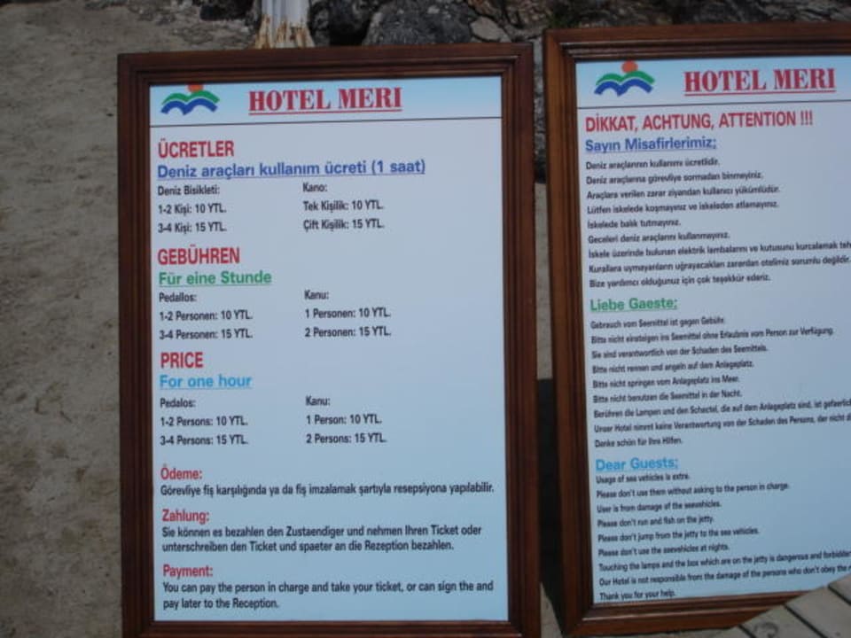 Neu: Kanu- und Bootpreise! Hotel Meri