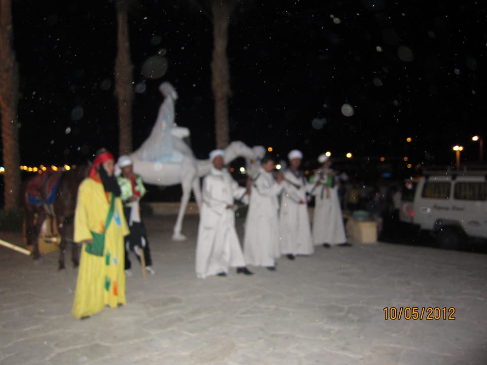 Встреча гостей на шоу возле отеля Pickalbatros Alf Leila Wa Leila Resort - Neverland Hurghada