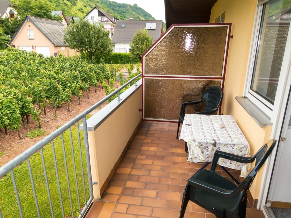 Blick vom Balkon direkt in den Weinhang Ferienwohnung St. Aldegundis Hof