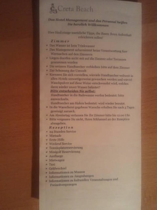 Infobroschüre vom Hotel Civitel Creta Beach