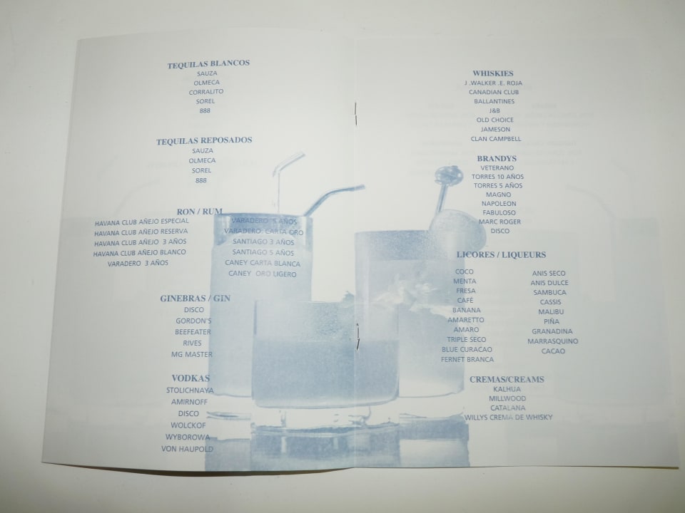 Getränkekarte Iberostar Origin Taínos