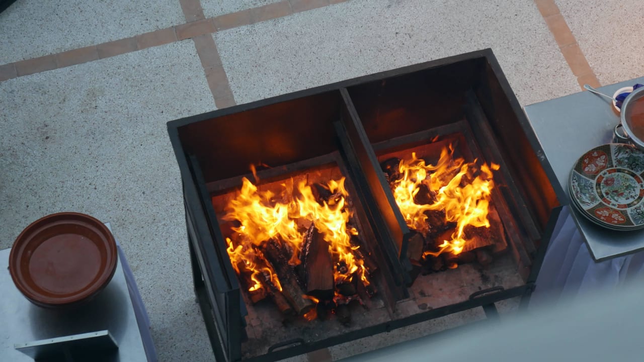 Offenes Feuer beim Abendessen Royal Decameron Tafoukt Beach