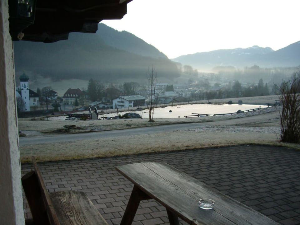 Sonnenaufgang von der Terrasse unseres Zimmers Naturhotel Reissenlehen