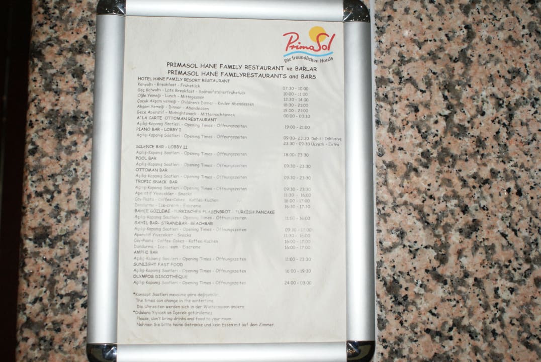 Öffnungszeiten Hane Family Resort