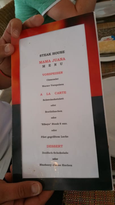 Karte Steakhouse  Hotel Riu Bambu
