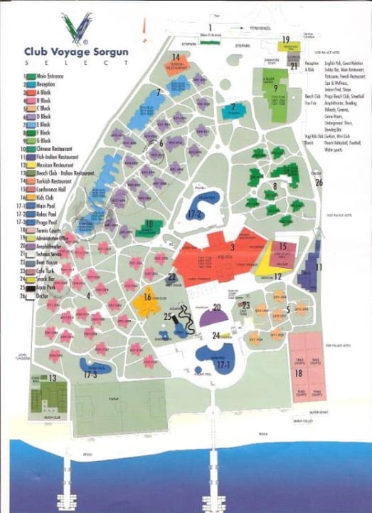 Uebersichtsplan der Hotelanlage Voyage Sorgun