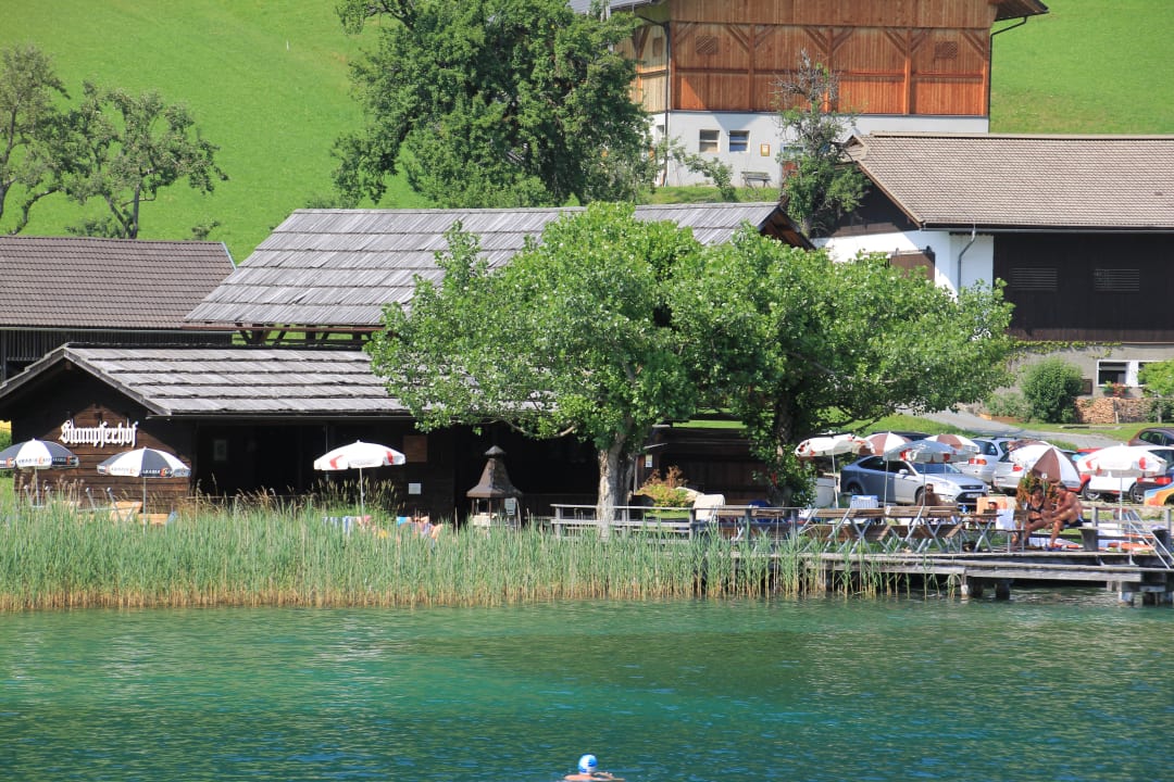 Strandhütte, Terrasse Stampferhof am Weissensee