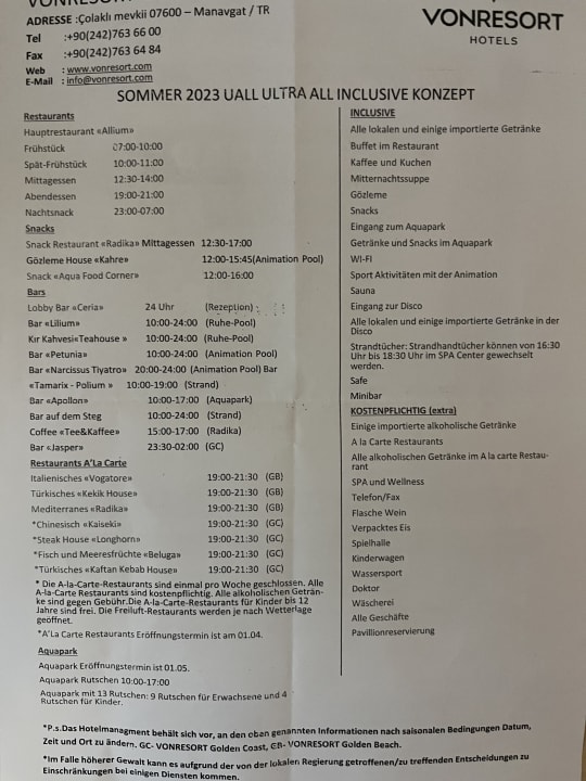 Sonstiges VONRESORT Golden Beach