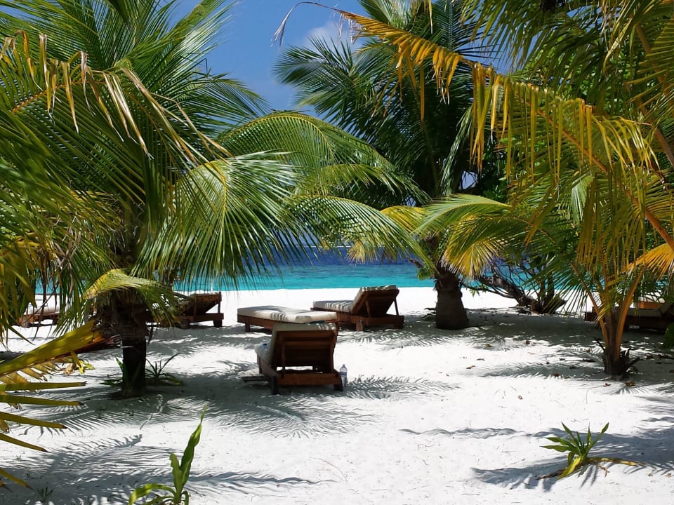 Blick von der Bungalow-Terrasse Adaaran Select Meedhupparu Island Resort - Premium All Inclusive