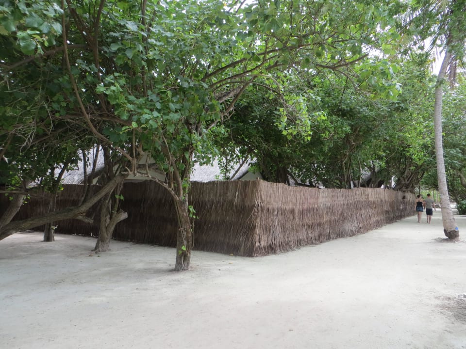 Spaziergang am Strand und den Beachvillen Adaaran Select Hudhuran Fushi - Premium All Inclusive