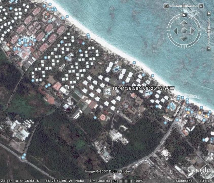 Grand Palladum Anlage aus dem Weltall gesehen Grand Palladium Select Bávaro Resort & Spa