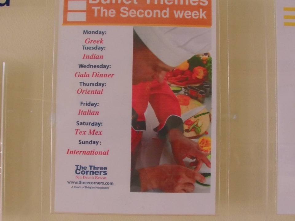 Jeden Tagein anderes Menü Three Corners Sea Beach Resort