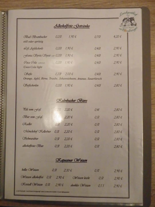Karte des Restaurants Landgasthof Mörsbergei