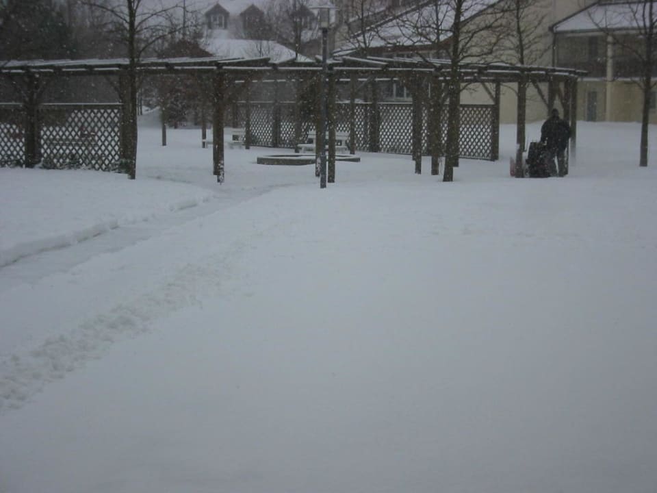 Gartenanlage im Schnee Hotel Herzog Heinrich