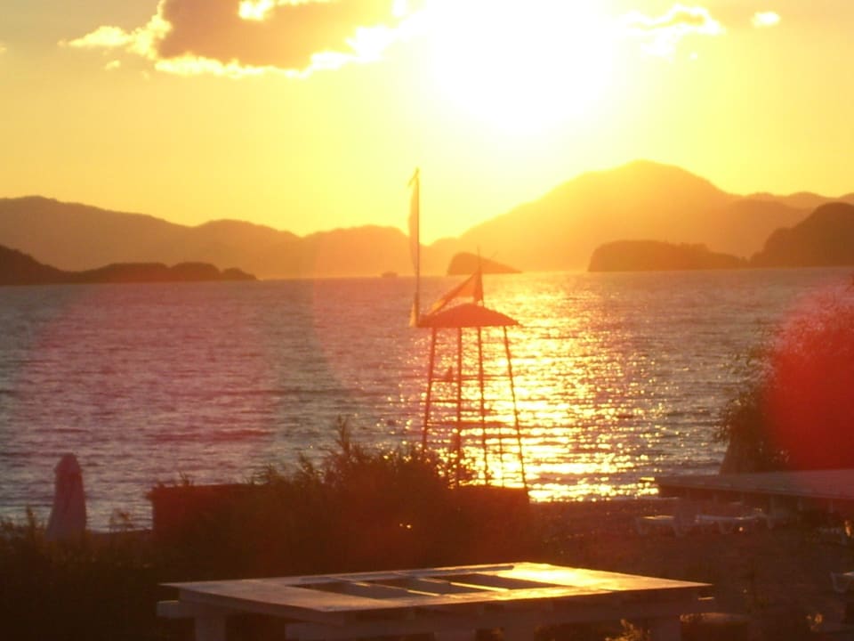 Sonnenuntergang vom Balkonaus Jiva Beach Resort