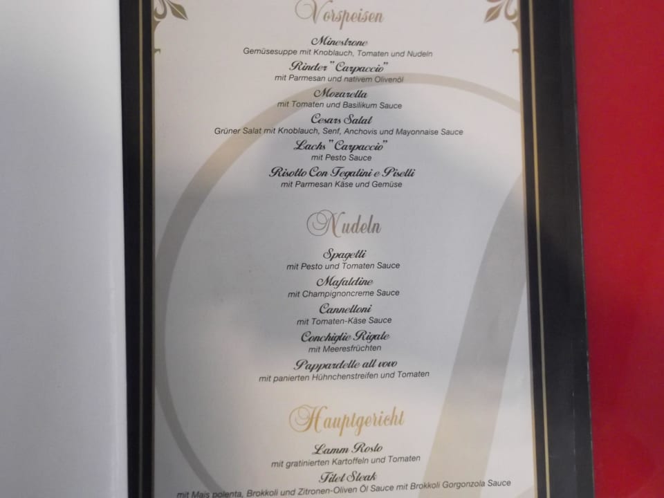 Speisekarten Limak Lara Deluxe Hotel & Resort