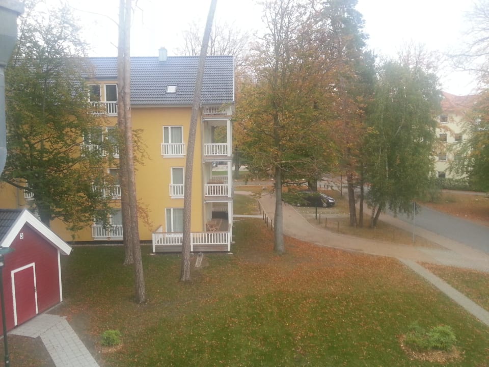 Aus der Küche, Blick auf unseren Parkplatz  Ferienwohnungen im Strandpark