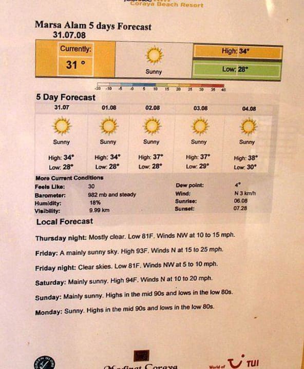 5-Tage-Vorhersage Steigenberger Coraya Beach - Adults only