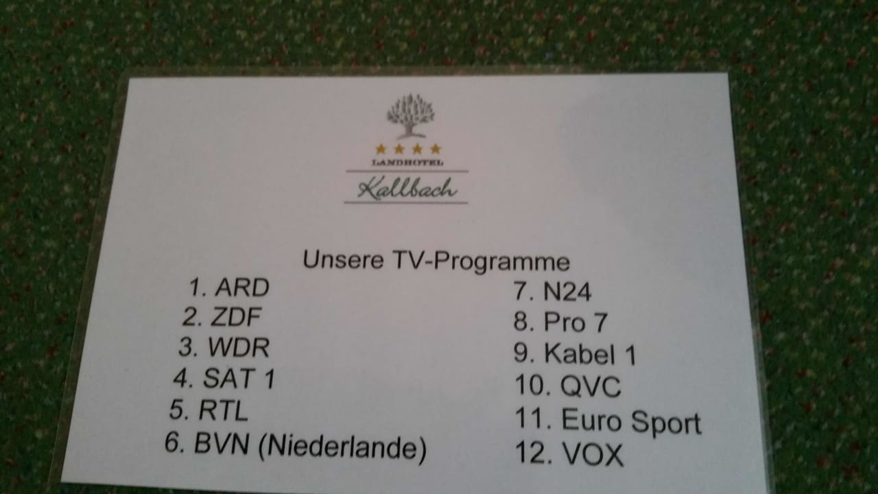 Hier beweisbild nur 12 TV sender in einem 4* Hotel... Landhotel Kallbach