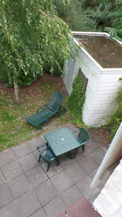 Von oben Haus 121  Terrasse Haus 121  mit Abstellr Center Parcs Port Zélande