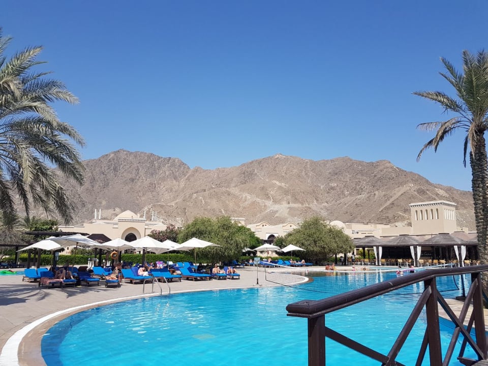Poolanlage mit einem schönen Ausblick Miramar Al Aqah Beach Resort