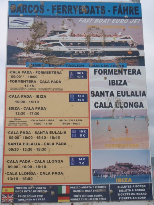 Preistafel Schiffsanlegestelle TUI MAGIC LIFE Cala Pada