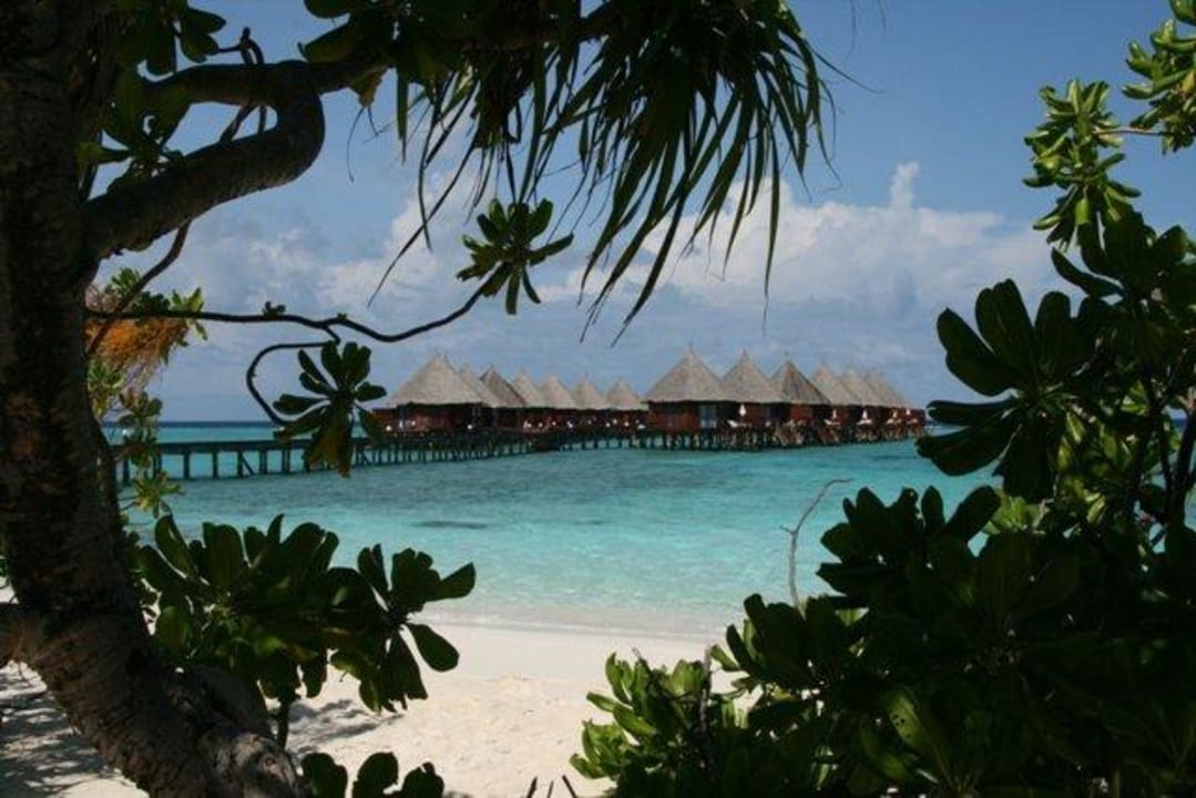 Blick zu den Wasserbungis Angaga Island Resort