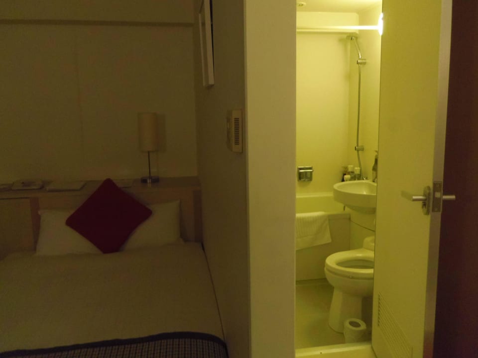 Small bathroom in the hotel room Irving Inn & Suites DFW Airport