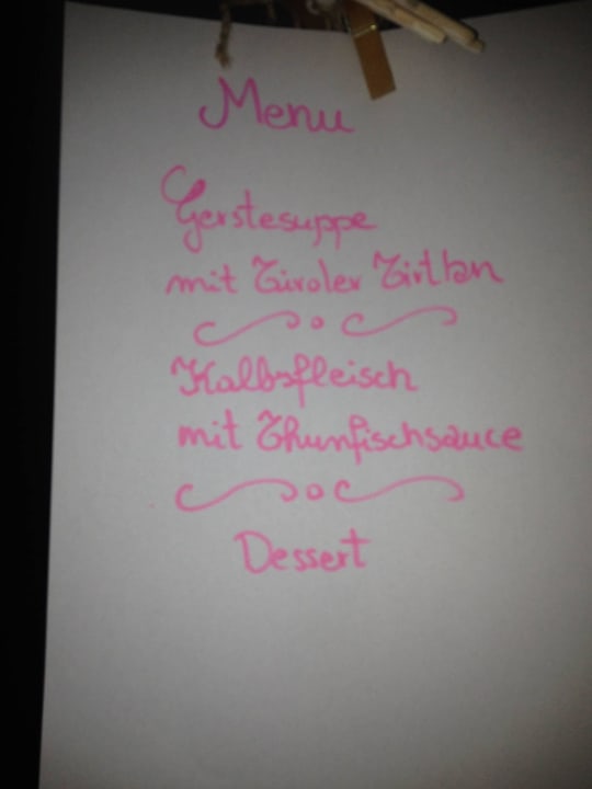 Speisekarte  Pension Frapes