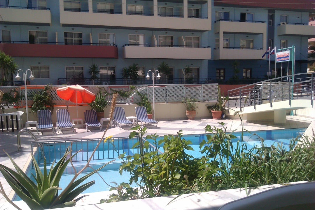 Widok z parteru na basen Hotel Kleoniki Mare