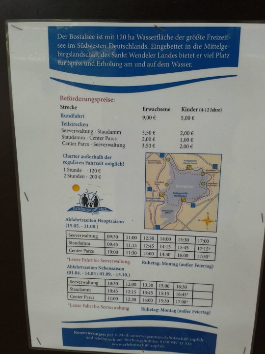 Plan der Fähre Center Parcs Park Bostalsee