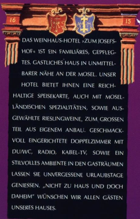 Wappen Tür Weinhaus Hotel zum Josefshof