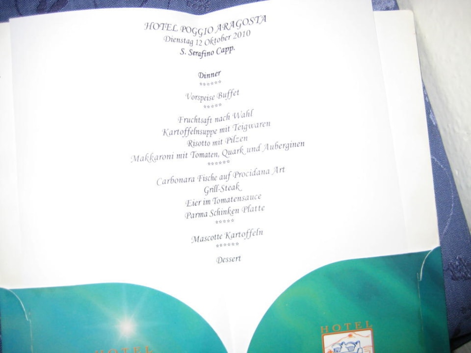 Speisekarte Poggio Aragosta