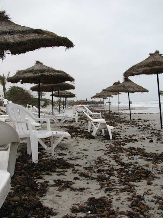 So sah der Strand aus, nach einem Sturm! Mahdia Beach & Aquapark
