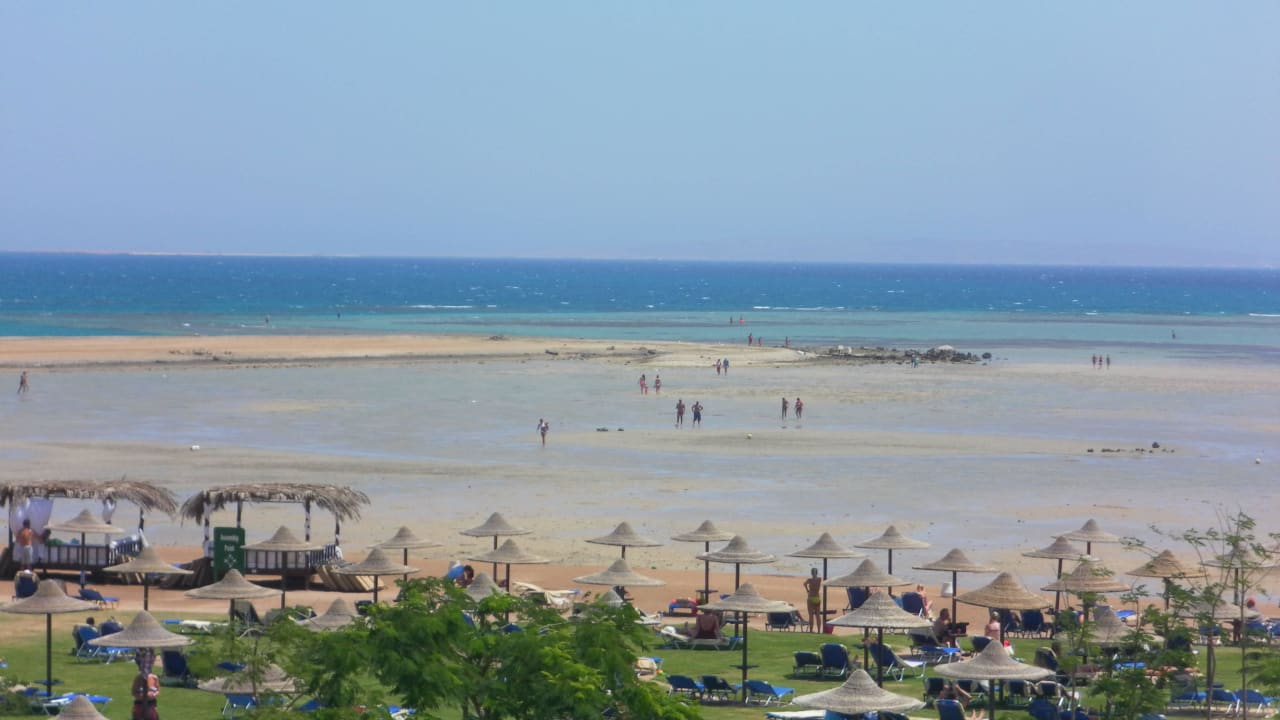 Ausblick zum Meer bei Ebbe JAZ Aquamarine Resort