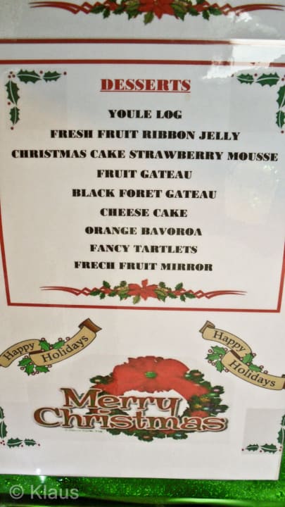 Menu - Heiligabend Summer Island Maldives