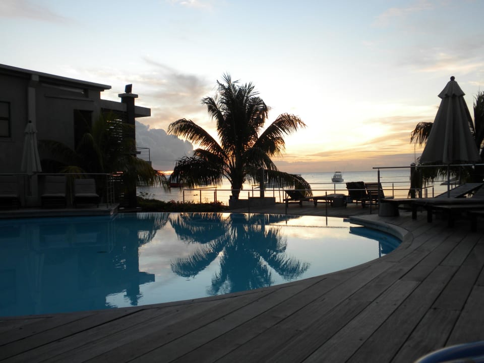 Poolbereich mit Blick aufs Meer  Le Cerisier Apartments