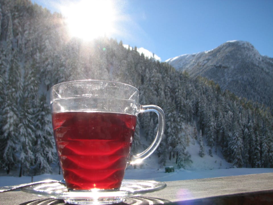 In village S-Charl  at 1800m, a cup of mulled wine Gasthaus Mayor