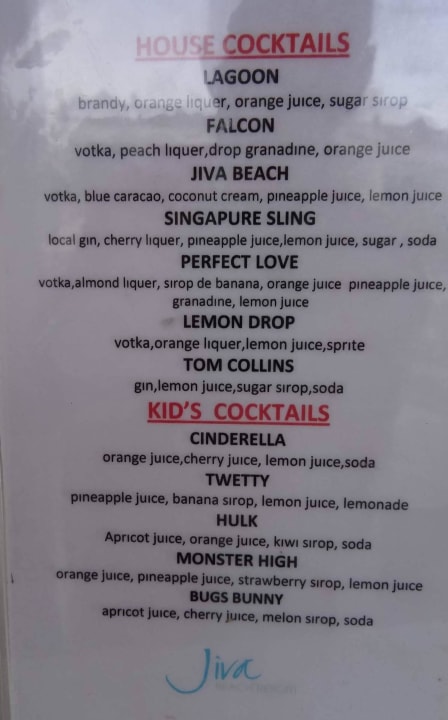 Hauseigene süße Cocktails Jiva Beach Resort