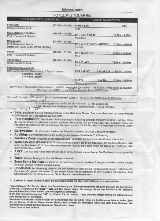Alle Zeitenfürs Essen usw. Hotel Riu Touareg
