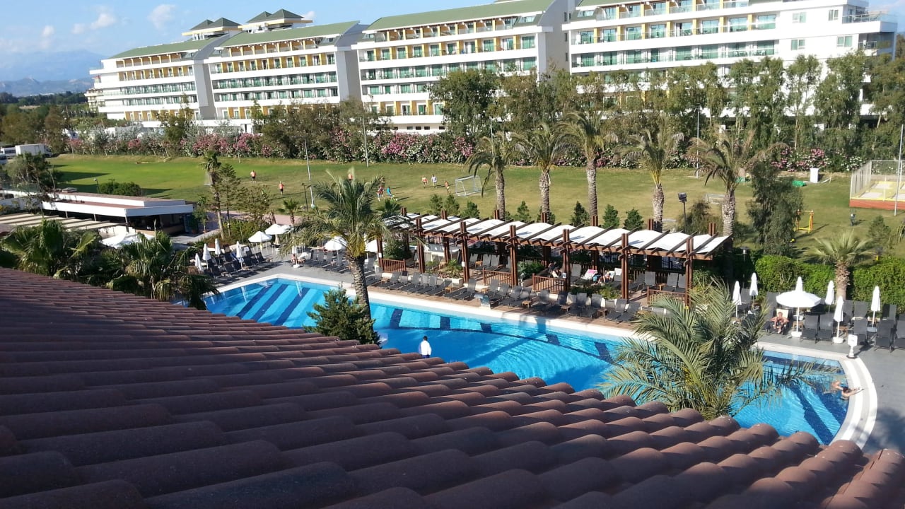 Ausblick aus unserem Balkon/ Dachterrasse Belek Beach Resort Hotel