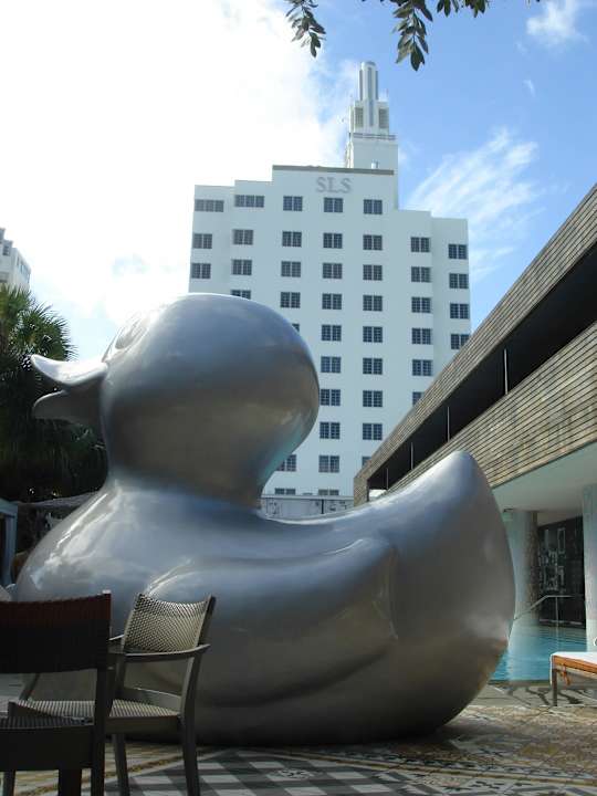 "Poolente" mit Hotel im Hintergrund SLS Hotel South Beach