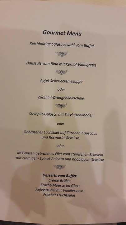 Menü SPA Hotel Erzherzog Johann