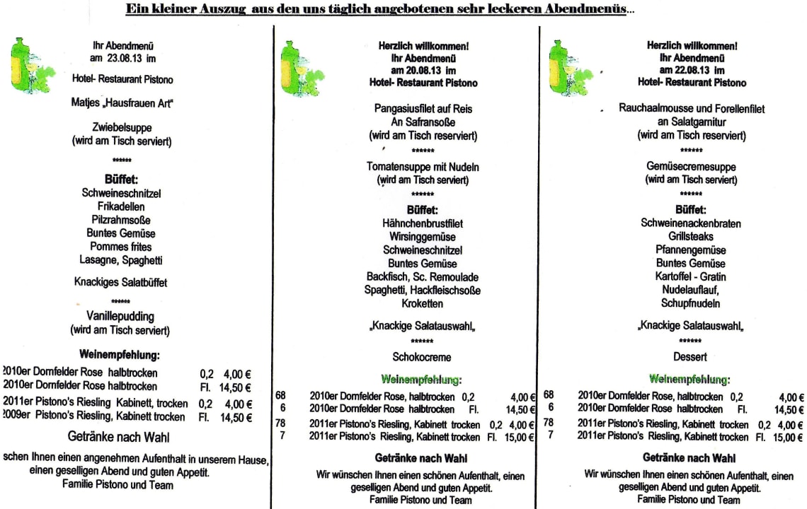 3 versch. Abendbüffets Hotel Pistono