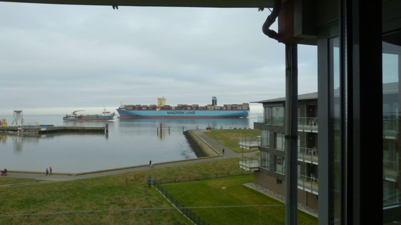 Aussicht Schlafzimmer Haus Residenz am Yachthafen Hamer Ferienappartements