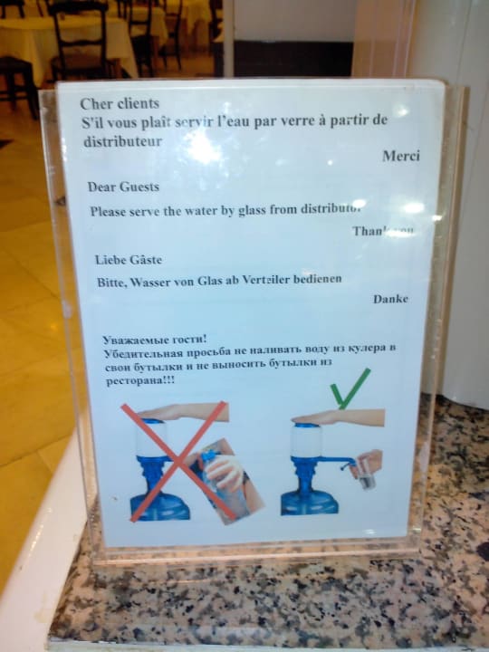 Bouteilles d'eau payantes El Mouradi Club Kantaoui