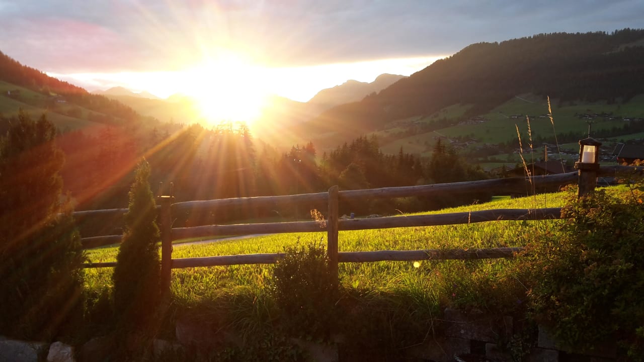 Sonnenuntergang von der Terrasse aus Rosenhof Apartments